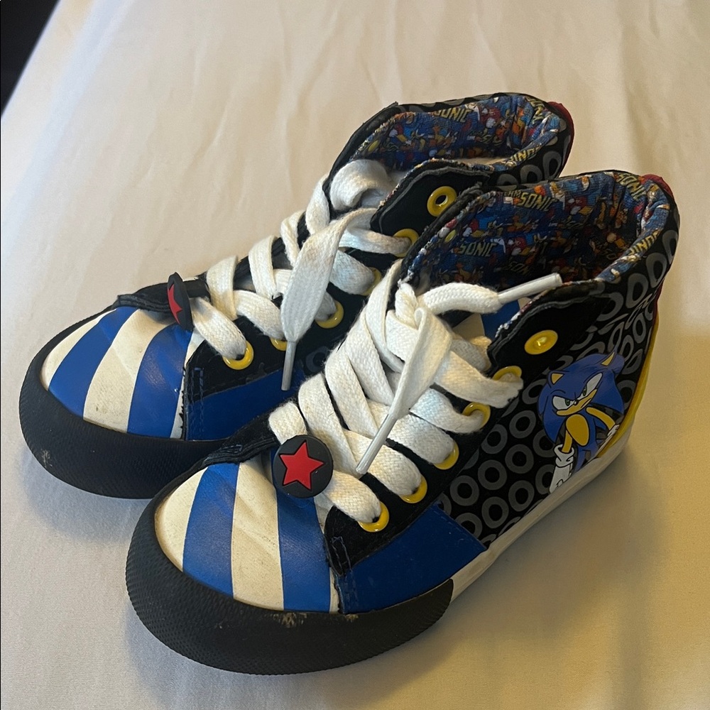 Blue and Black Cartoon Kids High-Top Sneakers